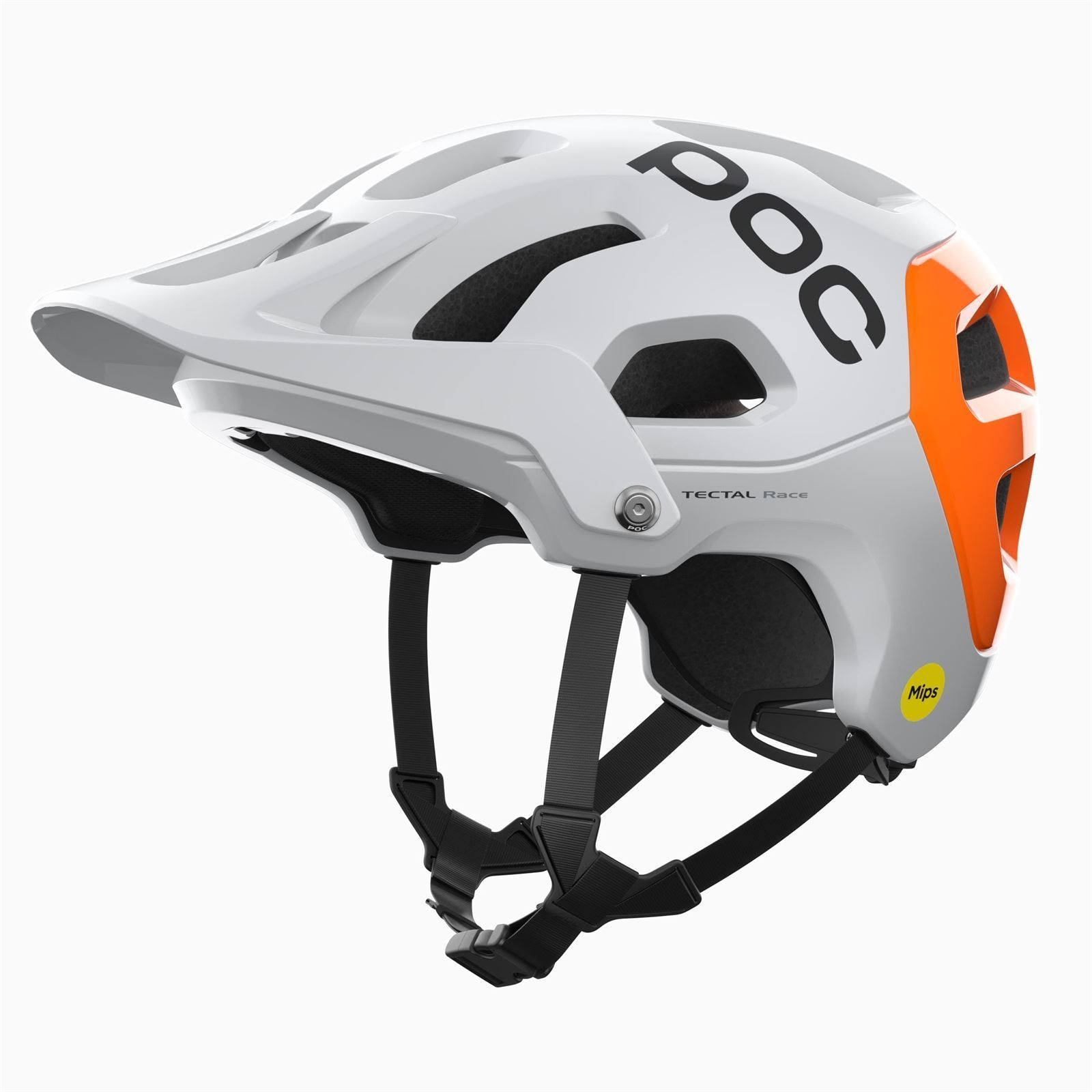 Casco POC TECTAL RACE MIPS NFC "Hydrogen White/Fluorescent Orange AVIP" - Imagen 1