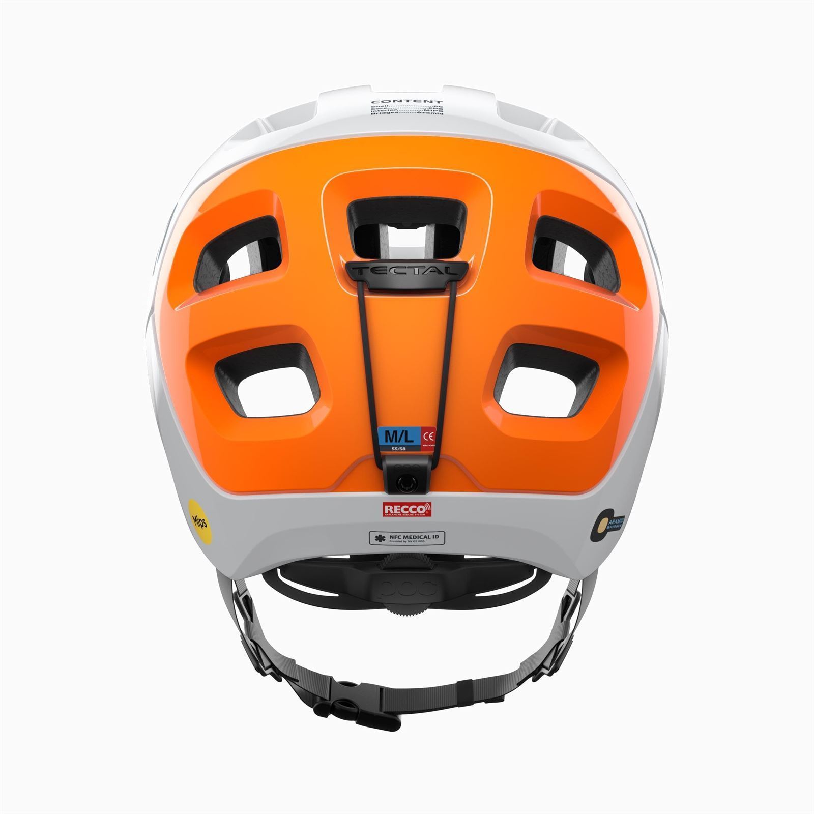 Casco POC TECTAL RACE MIPS NFC "Hydrogen White/Fluorescent Orange AVIP" - Imagen 4