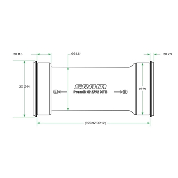 Cazoleta de Pedalier SRAM DUB PRESSFIT 89.5/92 MTB - Imagen 2