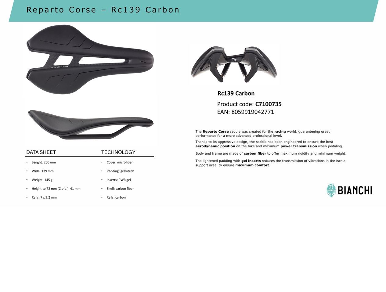 Sillín Reparto Corse – Rc139 Carbon - Imagen 3